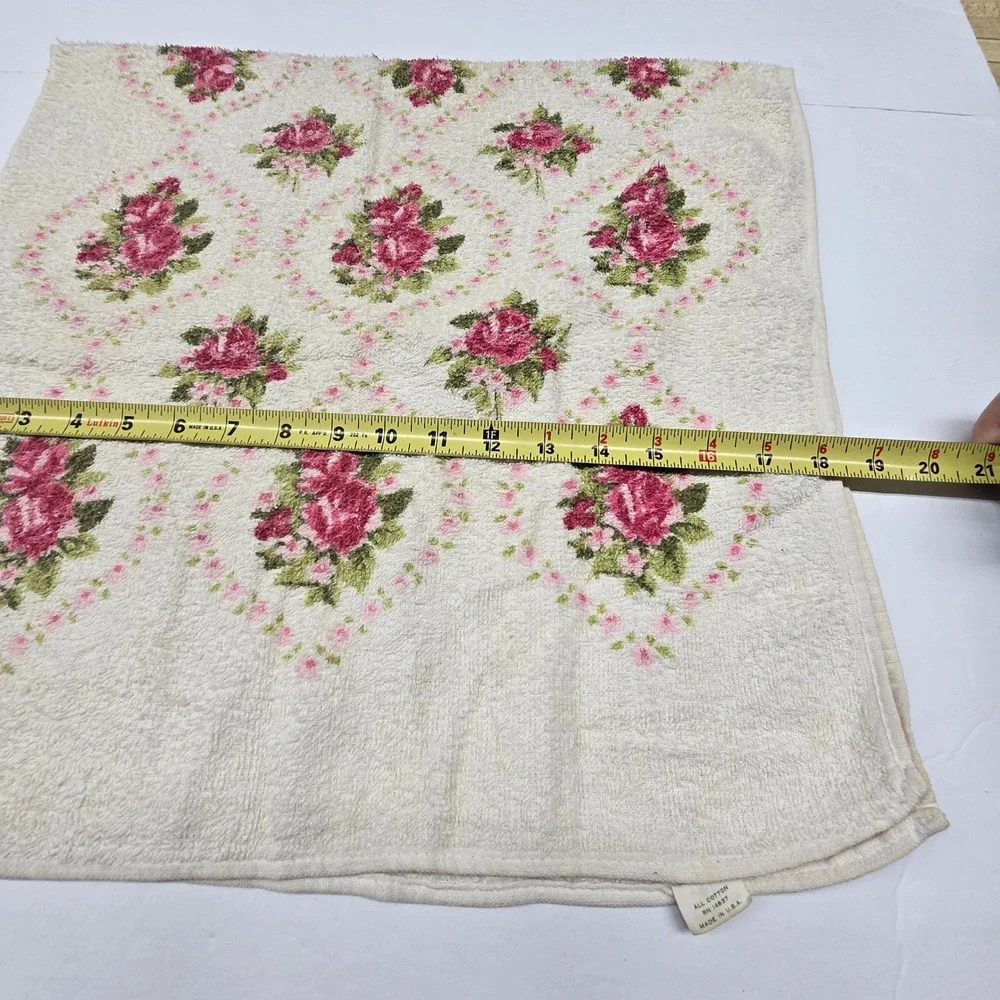 Vintage Cottage Floral Fruit the Loom Dish‎ Towel 100% Cotton Kitchen Granny USA
